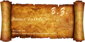 Bencz Zoltán névjegykártya